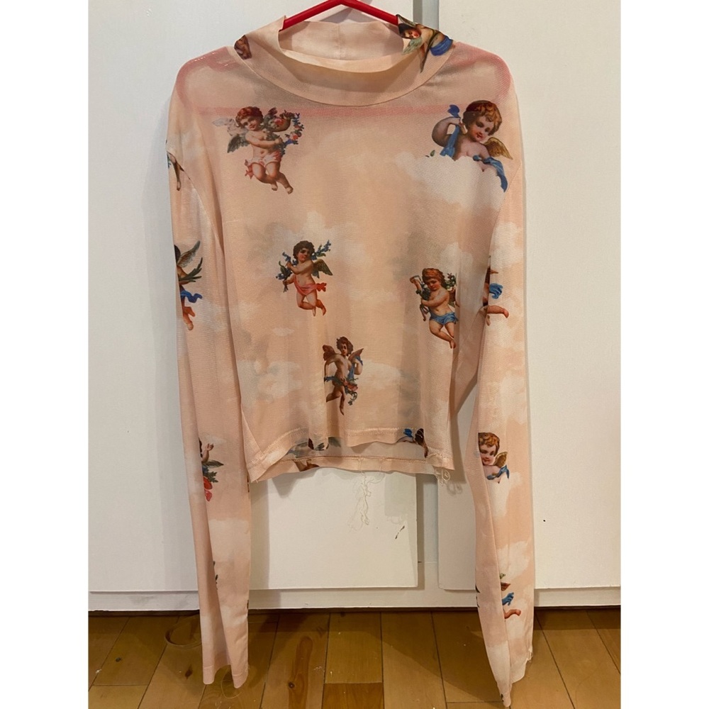 Sheer angel long sleeve shirt vintage Y2K trending shirt